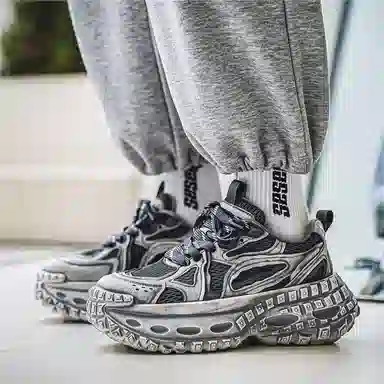 南极人 网布 复古质感时尚休闲运动风个性轮胎鞋 防滑耐磨轻便增高 低帮 老爹鞋 男款