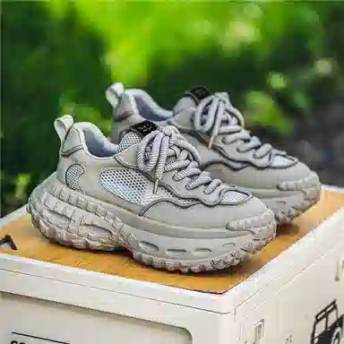 南极人 网布 舒适时尚百搭厚底 减震耐磨增高透气 低帮 老爹鞋 男款