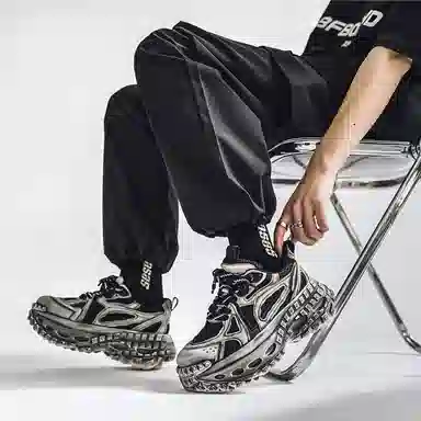 南极人 网布 复古质感时尚休闲运动风个性轮胎鞋 防滑耐磨轻便增高 低帮 老爹鞋 男款