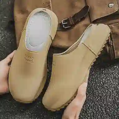 南极人 舒适时尚潮流勃肯鞋简约日常百搭 静音防磨包头拖鞋 男款