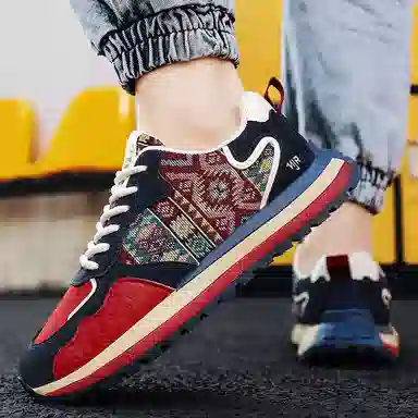 南极人 网布 小众刺绣设计潮流百搭运动厚底 防滑耐磨增高 低帮 生活休闲鞋 男款