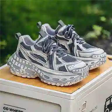 南极人 网布 复古质感时尚休闲运动风个性轮胎鞋 防滑耐磨轻便增高 低帮 老爹鞋 男款