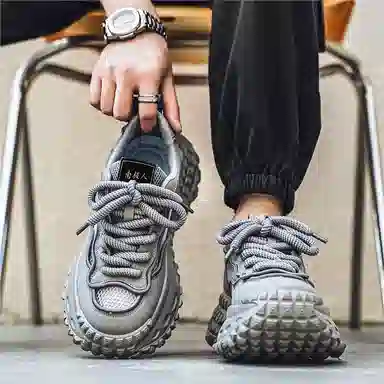 南极人 网布 舒适时尚百搭厚底 减震耐磨增高透气 低帮 老爹鞋 男款