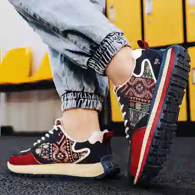 南极人 网布 小众刺绣设计潮流百搭运动厚底 防滑耐磨增高 低帮 生活休闲鞋 男款