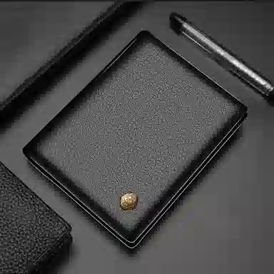 老人头 商务百搭轻薄时尚高级质感短款多卡位 头层牛皮 钱包 男款 黑色/啡色