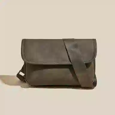 老人头 复古风经典时尚 合成革 斜挎包 男款 绿色