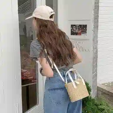 老人头 慵懒简约度假风时尚 织物 手提包 常规 女款 多色