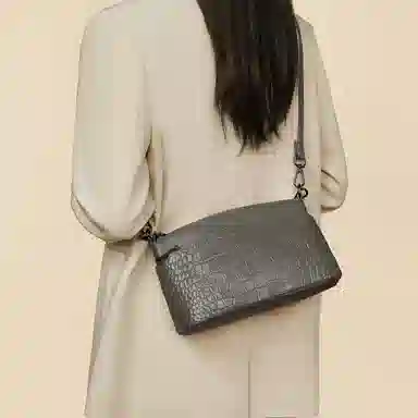 老人头 质感 牛皮 腋下斜挎包 常规 男款 灰色/黑色