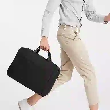 老人头 时尚商务通勤休闲百搭大容量简约文件包 牛津布 手提单肩斜挎公文包 男款 黑色