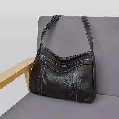 老人头 时尚百搭经典简约纯色高级质感日常通勤休闲百搭斜挎包 头层牛皮 单肩包 女款 多色