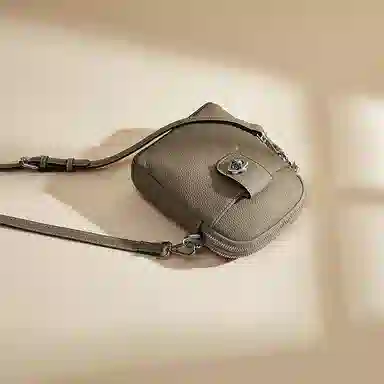 老人头 复古时尚百搭复古高颜值简约设计小巧轻便手机包 头层牛皮 单肩斜挎包 女款 黑色/米白色/灰色/焦糖色