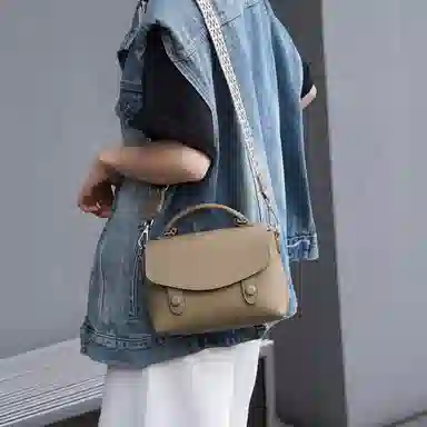 老人头 小众设计感通勤百搭高级质感手拿单肩包 头层牛皮 手提包 常规 女款 多色