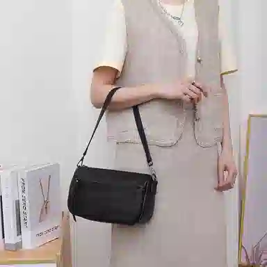 老人头 简约百搭纯色 头层牛皮 单肩包 女款 多色