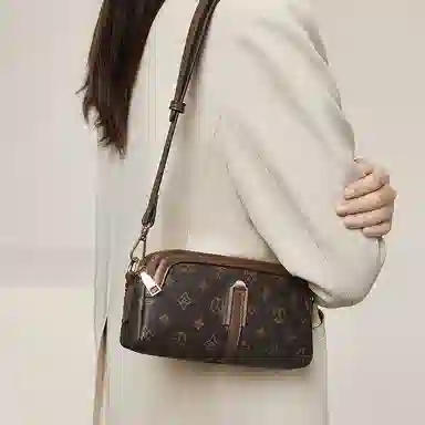 老人头 小众复古日常 合成革 手机包单肩斜挎包 女款 咖啡色