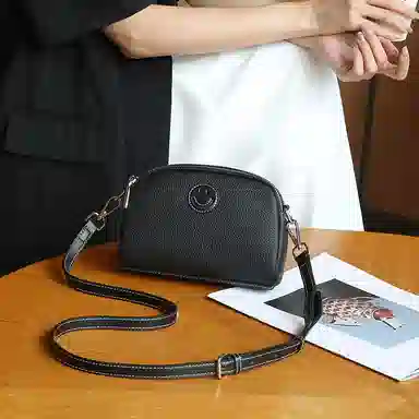 老人头 百搭简约时尚笑脸 头层牛皮 单肩包 女款 多色