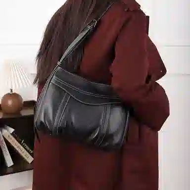 老人头 时尚百搭经典简约纯色高级质感日常通勤休闲百搭斜挎包 头层牛皮 单肩包 女款 多色