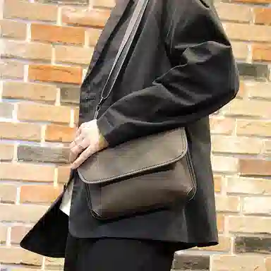 老人头 复古风经典时尚 合成革 斜挎包 男款 绿色