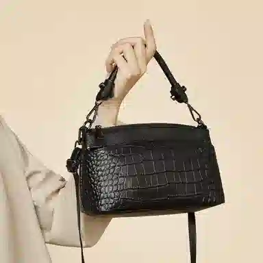 老人头 质感 牛皮 腋下斜挎包 常规 男款 灰色/黑色