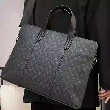 老人头 复古百搭商务通勤时尚设计高级感单肩斜挎包 合成革 公文包 男款 多色