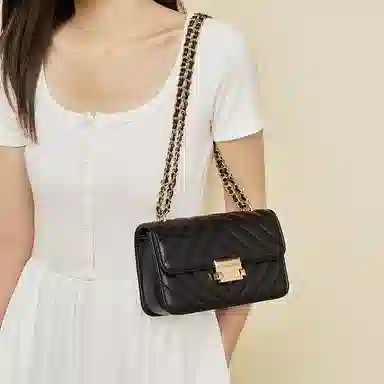 老人头 小香风菱格气质简约时尚 合成革 单肩包 女款 多色