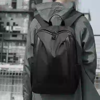 老人头 通勤商务时尚潮流百搭 织物 双肩包 常规 男女同款情侣款 黑色