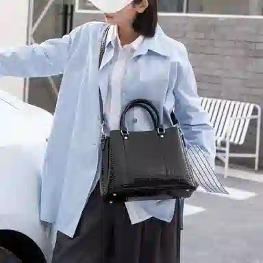 时尚经典 老人头 百搭休闲通勤鳄鱼纹气质妈妈包 头层牛皮 单肩手提包 女款 多色