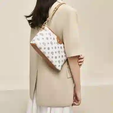 老人头 时尚通勤百搭小众休闲气质单肩小方包 合成革 斜挎包 常规 女款 咖色/白色