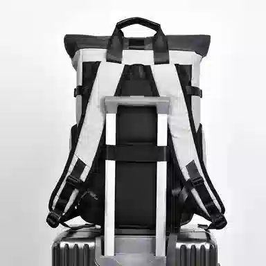 老人头 机能工装风大容量折叠扩容出差旅行 合成革 双肩包 常规 男女同款情侣款 黑色/灰色/浅灰色