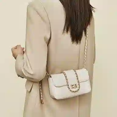 老人头 经典时尚通勤简约高级感休闲百搭链条包  合成革 斜挎包 常规 女款 黑色/白色