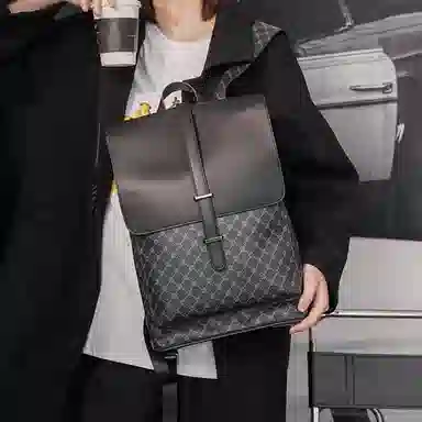 老人头 复古时尚潮流拼色高级感百搭通勤 合成革 双肩包 男款 多色