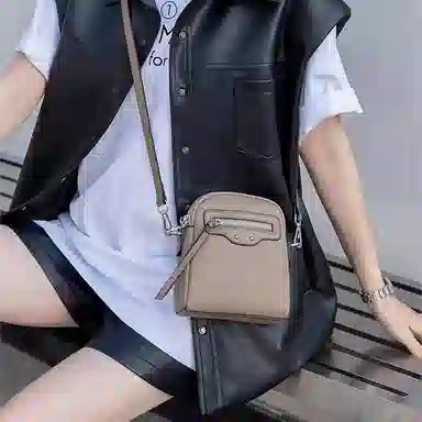 老人头 小众复古通勤简约时尚百搭 牛皮革 单肩斜挎包 女款 米白色/黑色/灰色