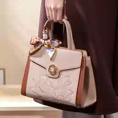 老人头 新中式刺绣国风时尚百搭妈妈包 合成革 托特包单肩斜挎手提包 女款 多色