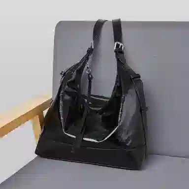 老人头 复古时尚通勤高级质感休闲百搭小众设计腋下包 牛皮革 单肩包 常规 女款 黑色/咖啡色/焦糖色