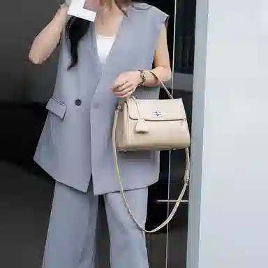 老人头 法式高级质感日常通勤百搭单肩斜挎包 头层牛皮 手提包 常规 女款 多色