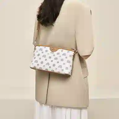 老人头 时尚通勤百搭小众休闲气质单肩小方包 合成革 斜挎包 常规 女款 咖色/白色