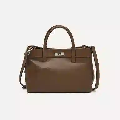 老人头 精致百搭时尚日常通勤单肩 头层牛皮 手提包 女款 黑色/咖色/棕色