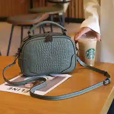 老人头 法式时尚百搭小众 牛皮拼合成革 手提包 女款 多色