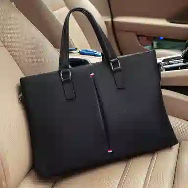 老人头 时尚商务通勤高级质感 牛皮 公文包 男款 黑色