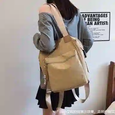 老人头 复古学院风小清新通勤百搭 织物 双肩包 常规 女款 多色