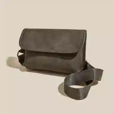 老人头 复古风经典时尚 合成革 斜挎包 男款 绿色