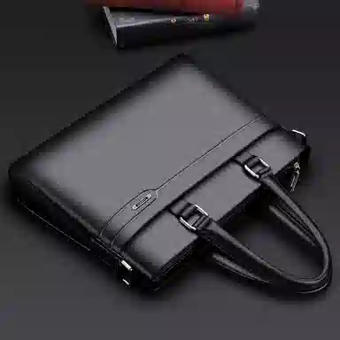 Oldman Head Business Leather Briefcase Black Brown