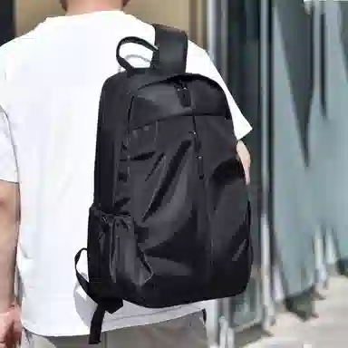 老人头 简约百搭通勤时尚轻便 织物 双肩包 男女同款情侣款 黑色/灰色