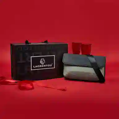 老人头 复古风经典时尚 合成革 斜挎包 男款 绿色