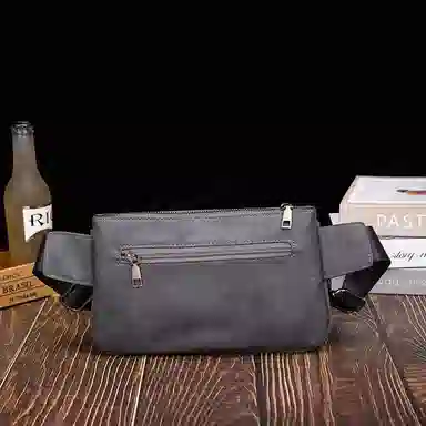 老人头 时尚百搭轻便 合成革 胸包 男款 花纹黑/灰色