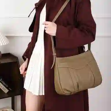 老人头 时尚百搭经典简约纯色高级质感日常通勤休闲百搭斜挎包 头层牛皮 单肩包 女款 多色