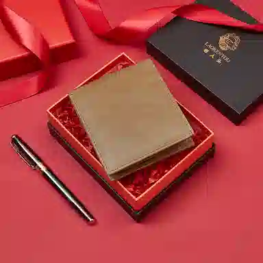 老人头 时尚简约短款多卡位 牛皮 钱包 男款 咖啡色/棕色