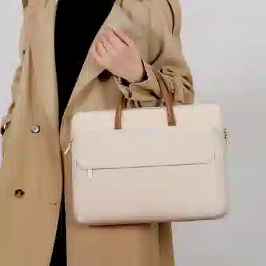 老人头 商务简约休闲百搭通勤多功能手提包 织物 电脑包 男女同款情侣款 黑色/米色/浅紫色