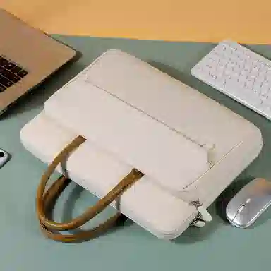 老人头 商务简约休闲百搭通勤多功能手提包 织物 电脑包 男女同款情侣款 黑色/米色/浅紫色