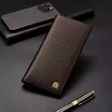 老人头 商务通勤个性百搭简约长款皮夹 头层牛皮 钱包 男款 黑色/啡色