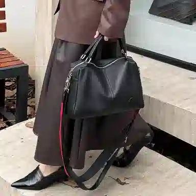 老人头 休闲百搭通勤 牛皮拼合成革 手提包 女款 多色